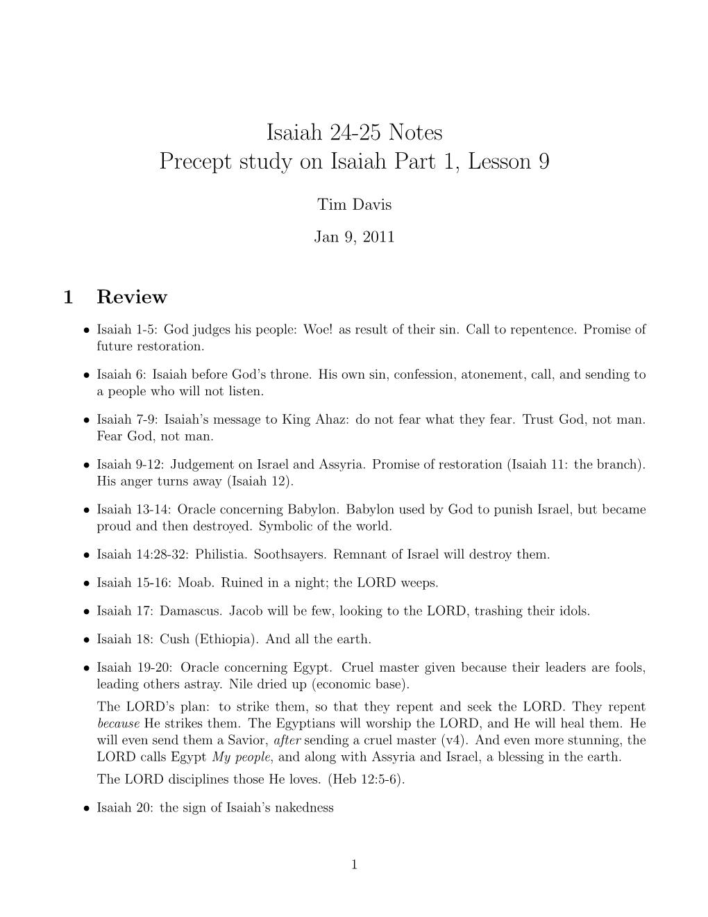 Isaiah 24-25 Notes Precept Study on Isaiah Part 1, Lesson 9