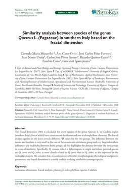 Similarity Analysis Between Species of the Genus Quercus L. (Fagaceae) in Southern Italy Based on the Fractal Dimension