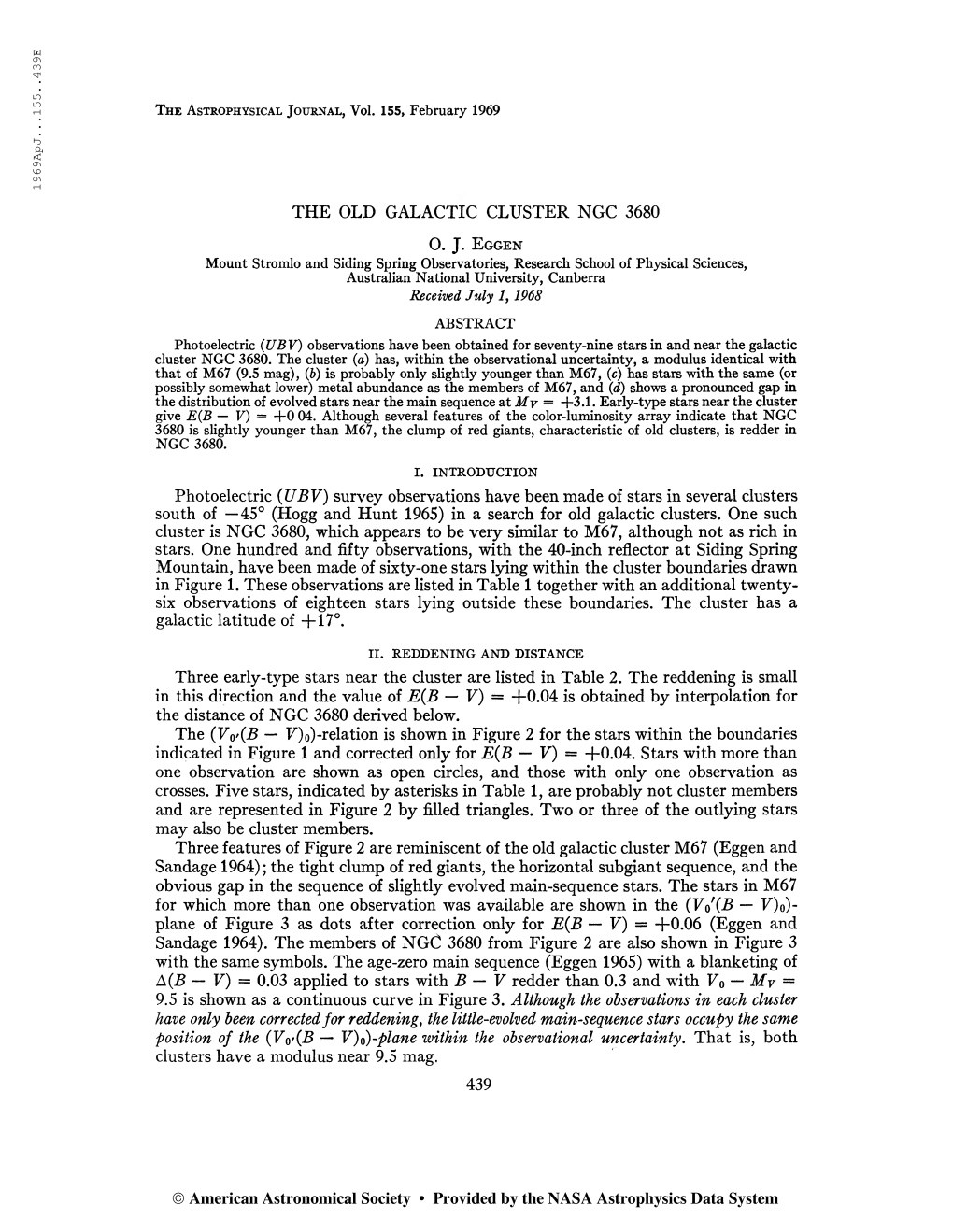 19 6 9Apj. . .155. .4 3 9E the Astrophysical Journal, Vol. 155
