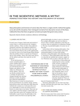 Is the Scientific Method a Myth? Perspectives from the History and Philosophy of Science