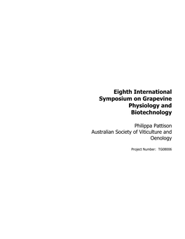 Eighth International Symposium on Grapevine Physiology and Biotechnology
