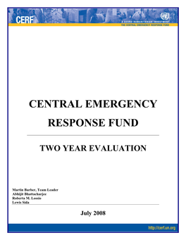 Central Emergency Response Fund- Two Year Evaluation