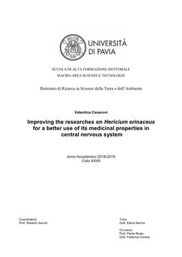 Improving the Researches on Hericium Erinaceus for a Better Use of Its Medicinal Properties in Central Nervous System