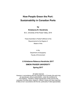 How People Green the Port: Sustainability in Canadian Ports