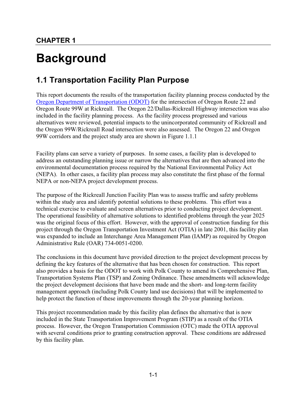 Rickreall Interchange Area Management Plan