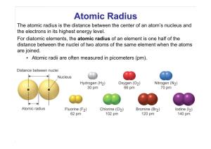 Atomic Radius Is the Distance Between the Center of an Atom’S Nucleus and the Electrons in Its Highest Energy Level