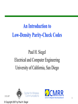 LDPC Codes 2 Outline