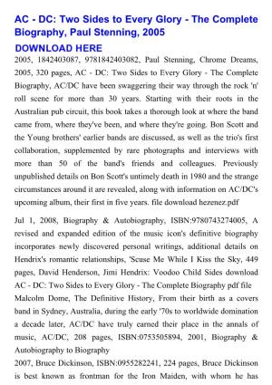 AC - DC: Two Sides to Every Glory - the Complete Biography, Paul Stenning, 2005