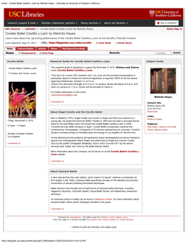 Corella Ballet Castilla Y León by Melinda Hayes - Libguides at University of Southern California