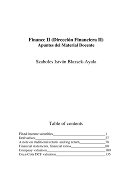 Finance II (Dirección Financiera II) Apuntes Del Material Docente