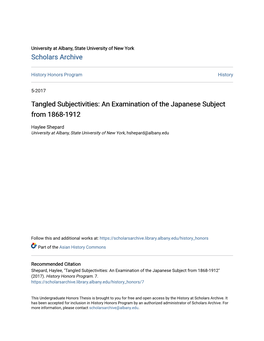 An Examination of the Japanese Subject from 1868-1912