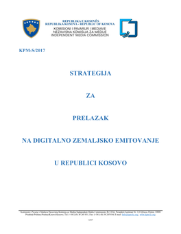 Strategija Za Prelazak Na Digitalno Zemaljsko