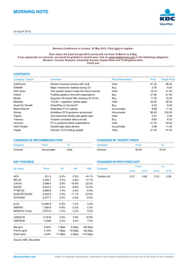 Analyst Report KBC Securities