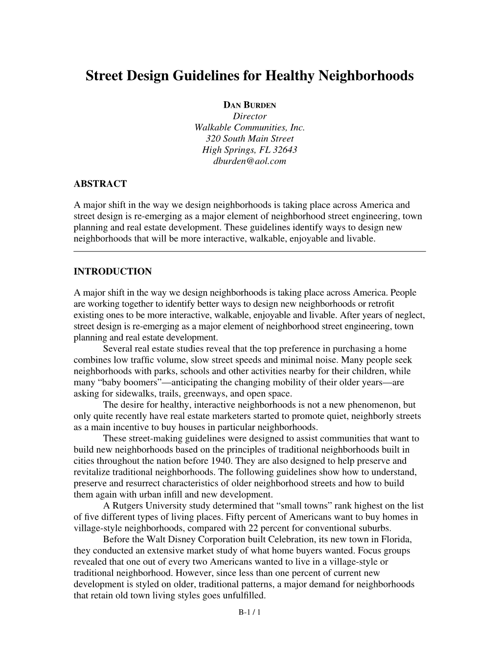 Street Design Guidelines for Healthy Neighborhoods