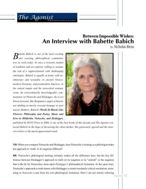An Interview with Babette Babich by Nicholas Birns