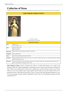 Catherine of Siena 1 Catherine of Siena