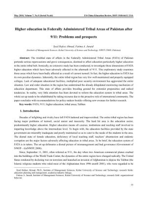 Higher Education in Federally Administered Tribal Areas of Pakistan After