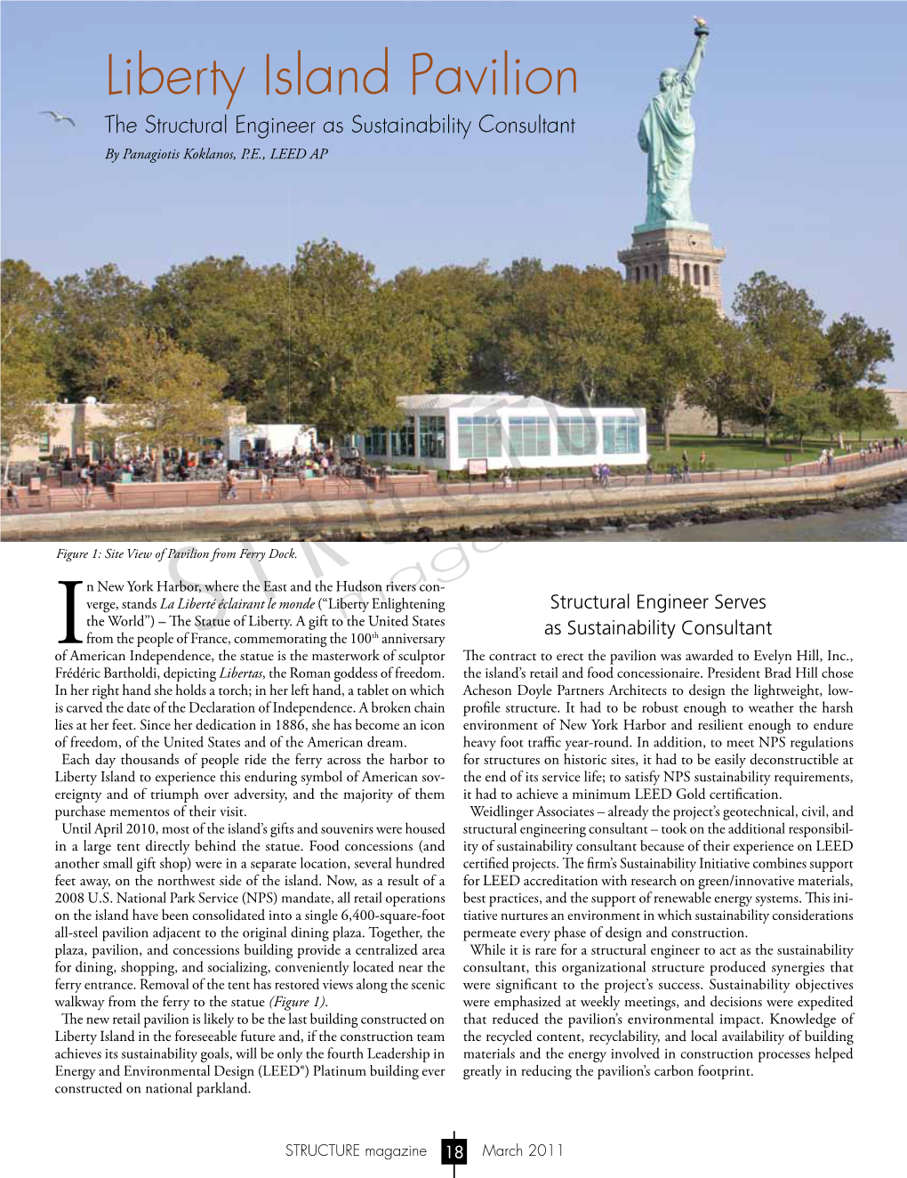 Liberty Island Pavilion the Structural Engineer As Sustainability Consultant by Panagiotis Koklanos, P.E., LEED AP