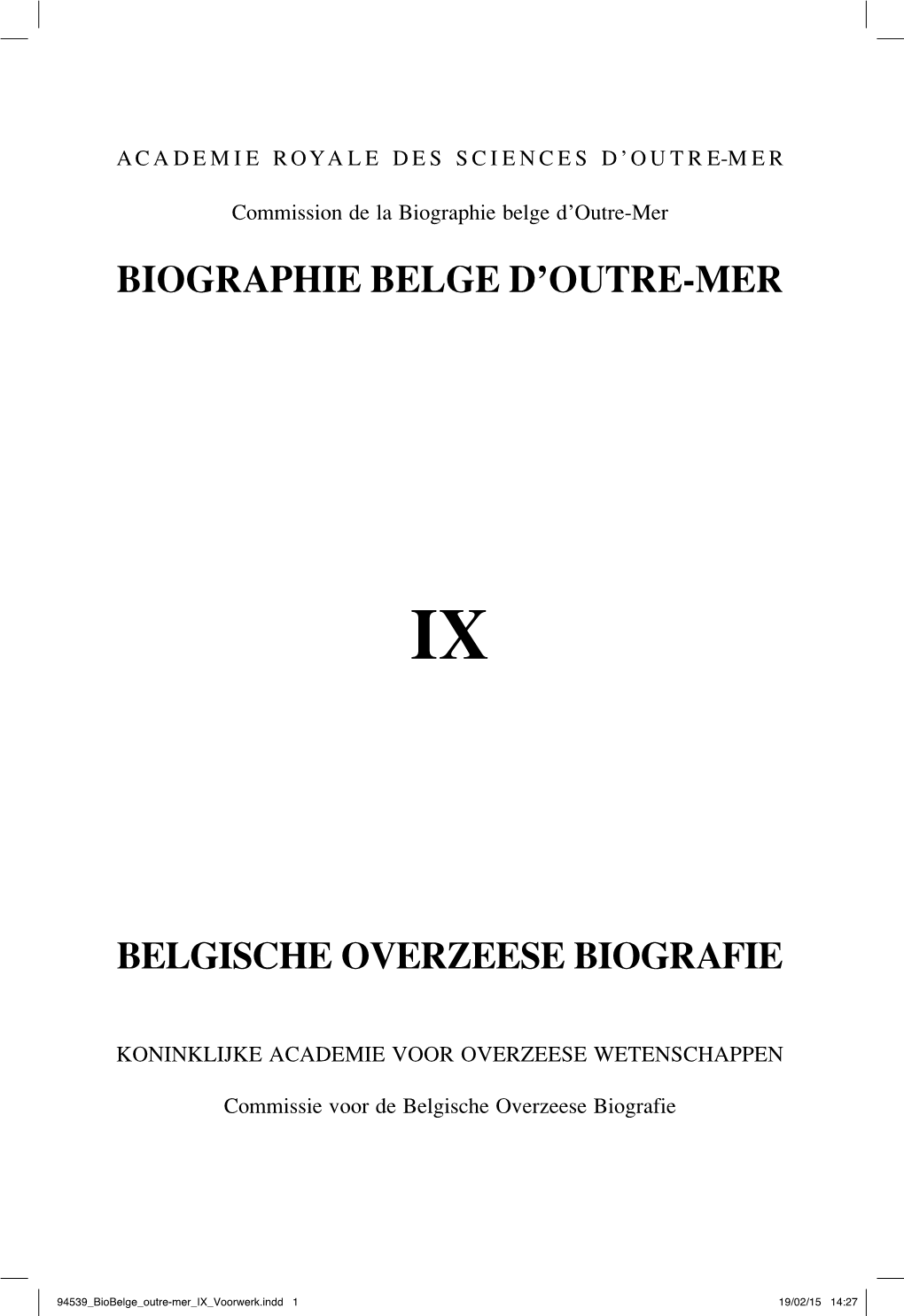 Biographie Belge D'outre-Mer Belgische Overzeese