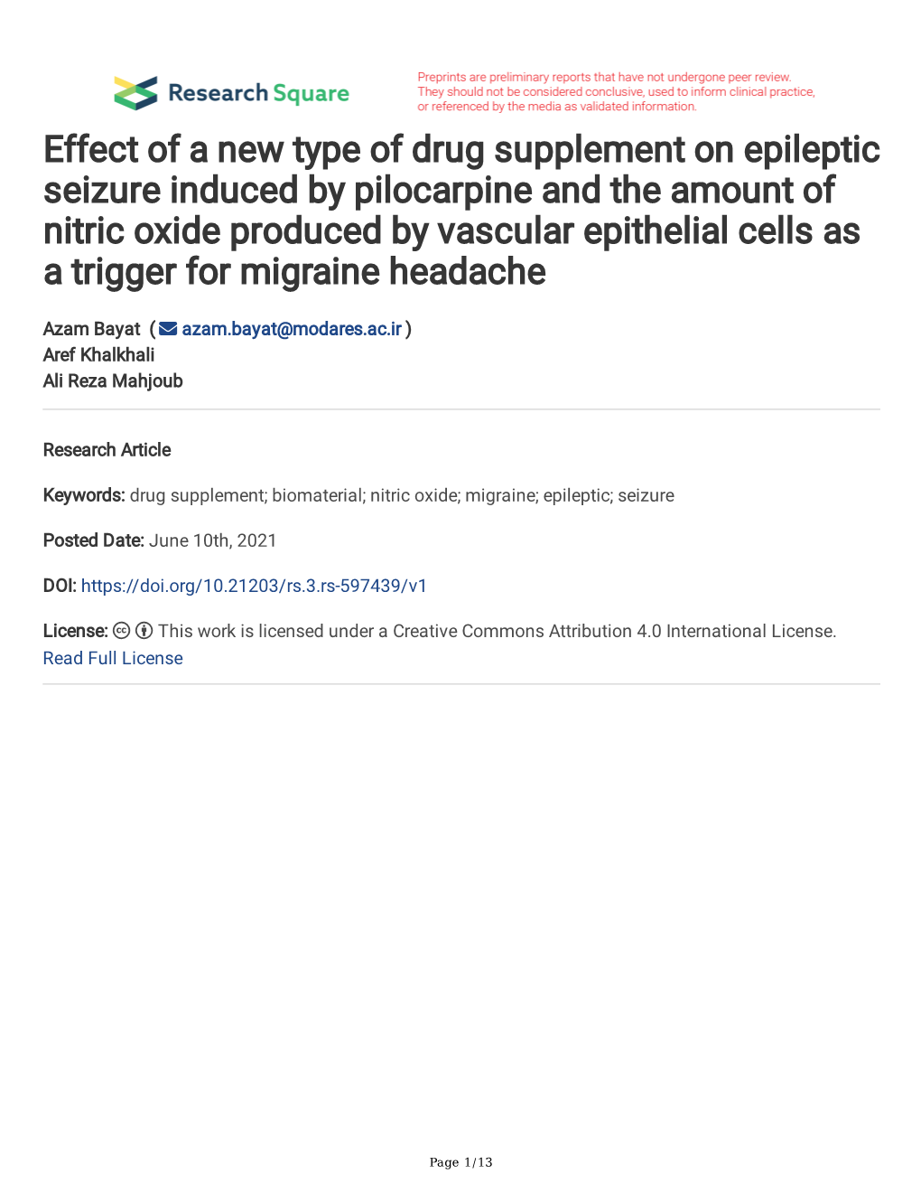 Effect of a New Type of Drug Supplement on Epileptic Seizure