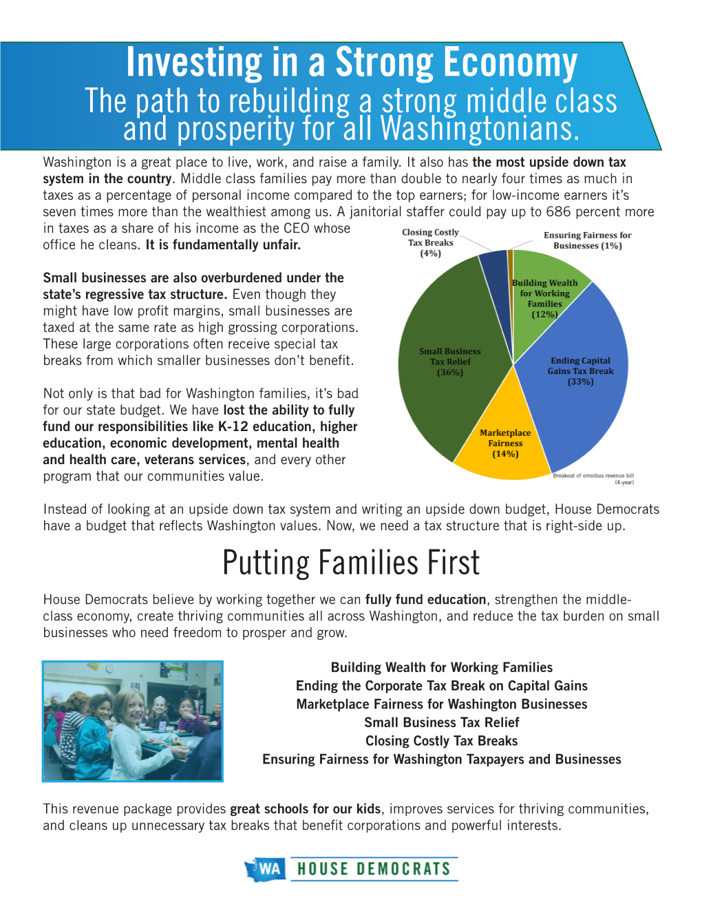 Investing in a Strong Economy the Path to Rebuilding a Strong Middle Class and Prosperity for All Washingtonians