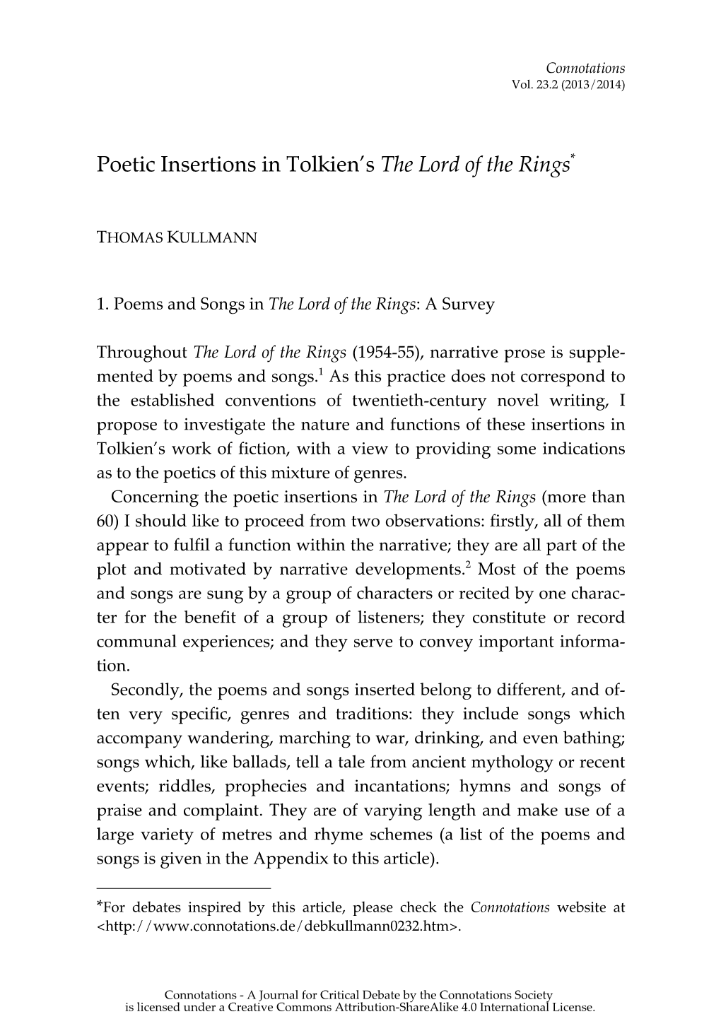 Poetic Insertions in Tolkien's the Lord of the Rings