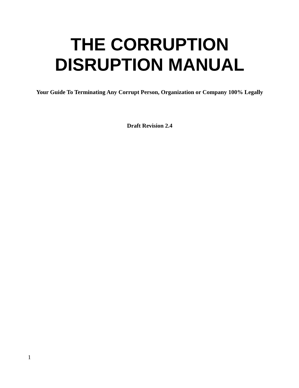 The Corruption Disruption Manual