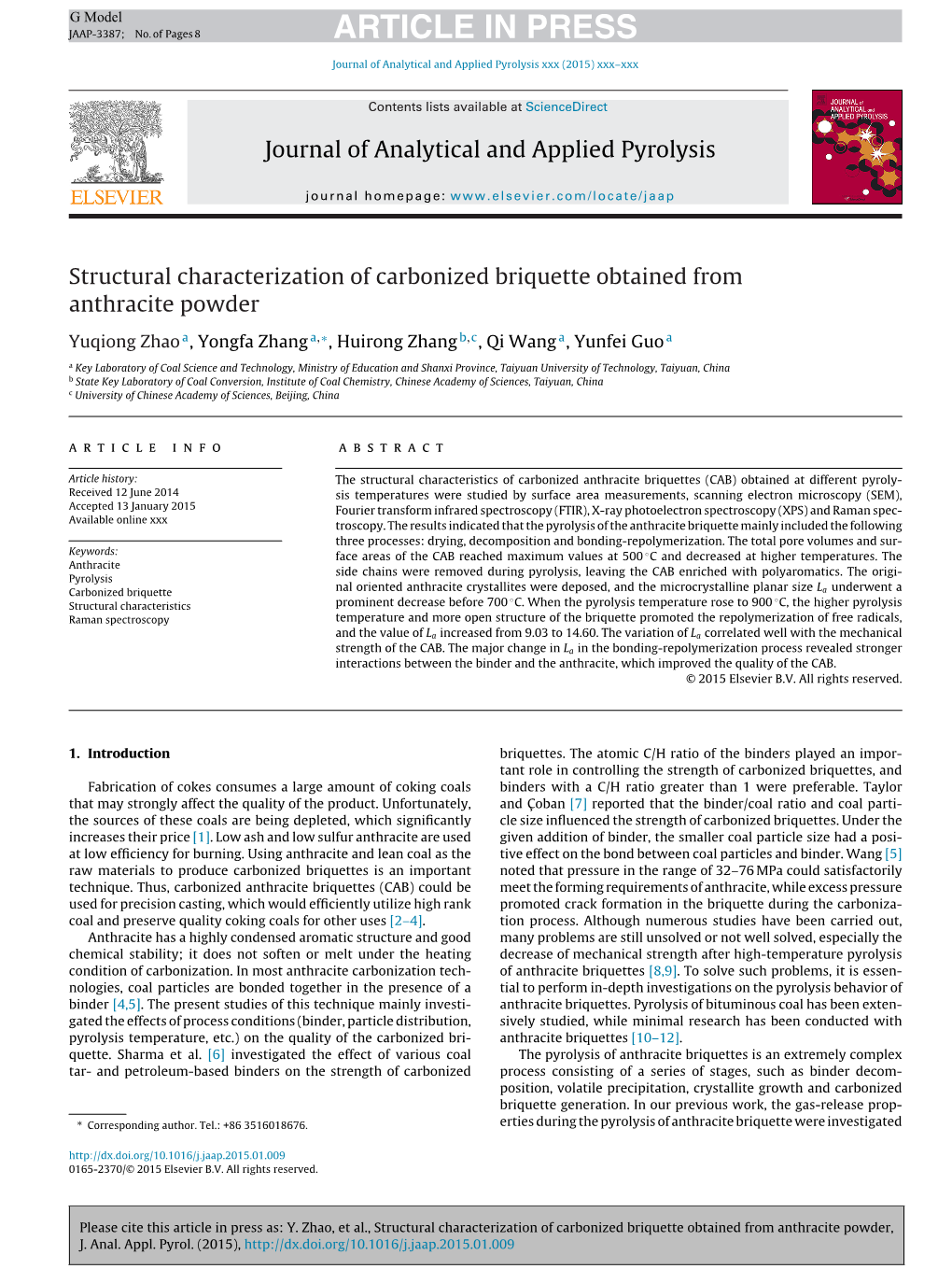 Structural Characterization of Carbonized Briquette Obtained From