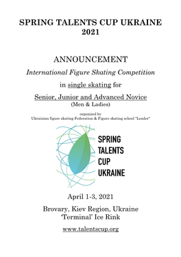 Spring Talents Cup Ukraine 2021 Announcement