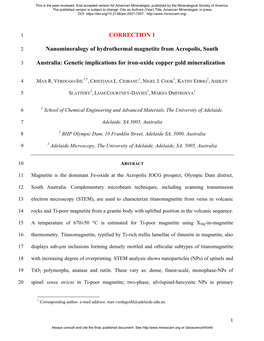 CORRECTION 1 Nanomineralogy Of