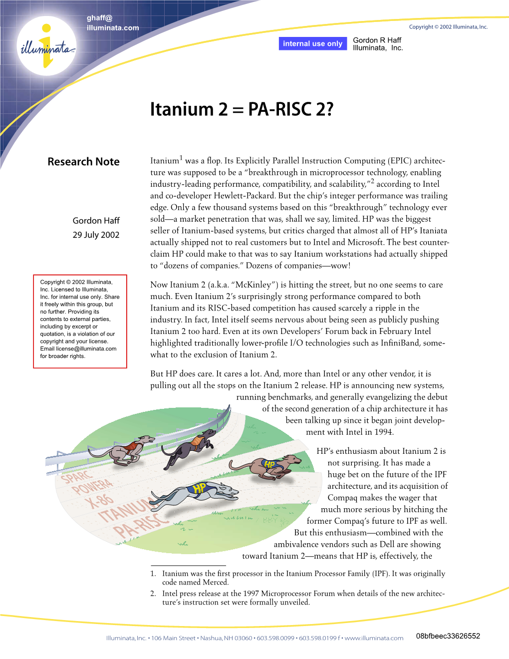 Itanium 2 = PA-RISC 2?