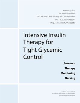 Intensive Insulin Therapy for Tight Glycemic Control Research Therapy Monitoring Nursing