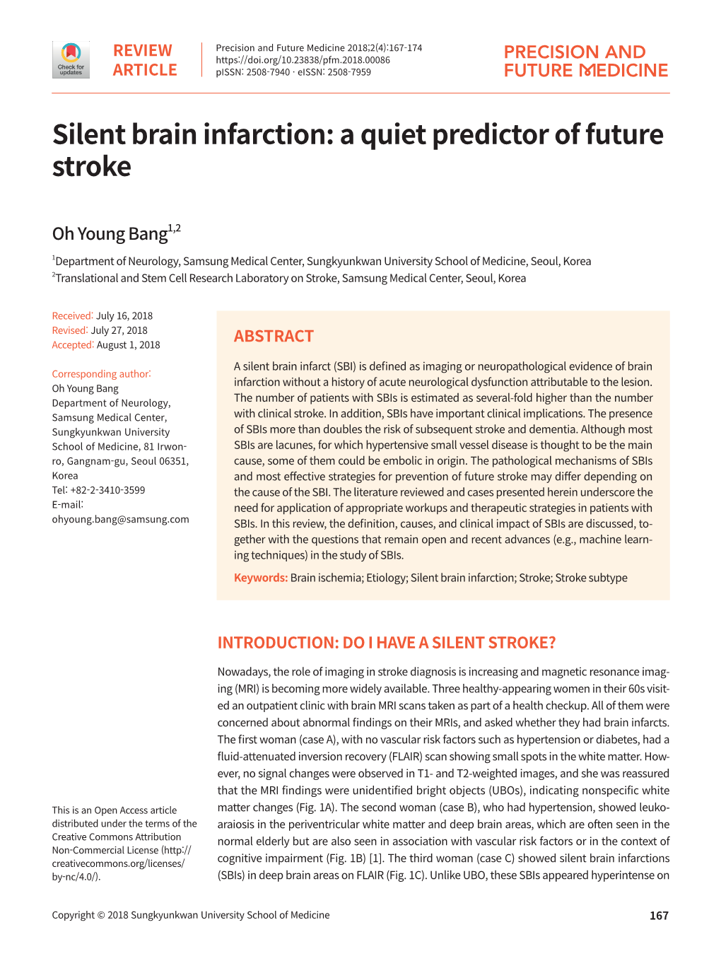 Silent Brain Infarction: a Quiet Predictor of Future Stroke