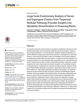 Large-Scale Evolutionary Analysis of Genes and Supergene Clusters from Terpenoid Modular Pathways Provides Insights Into Metabolic Diversification in Flowering Plants