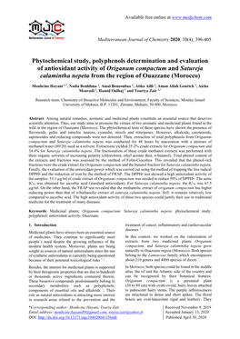 Phytochemical Study, Polyphenols Determination and Evaluation Of