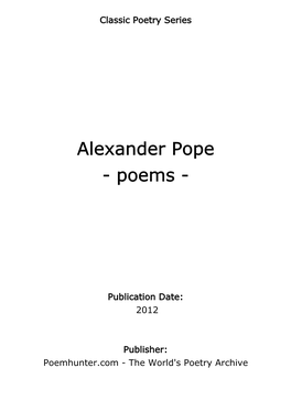 Alexander Pope - Poems