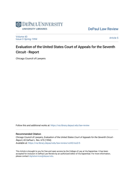 Evaluation of the United States Court of Appeals for the Seventh Circuit - Report