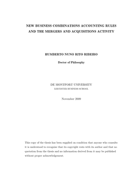 New Business Combinations Accounting Rules and the Mergers and Acquisitions Activity