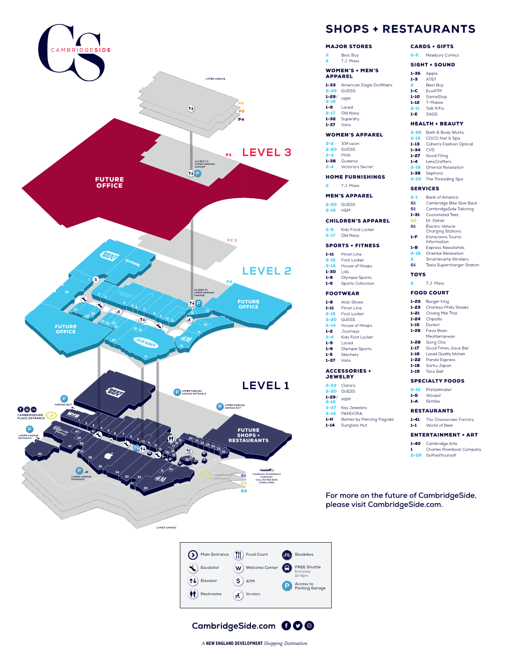 Shops + Restaurants Level 3 Level 2 Level 1