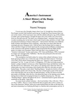 America's Instrument a Short History of the Banjo (Part One) Naomi