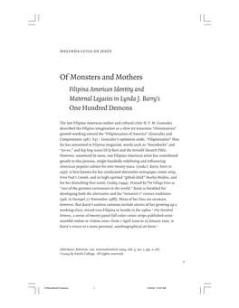 Of Monsters and Mothers Filipina American Identity and Maternal Legacies in Lynda J