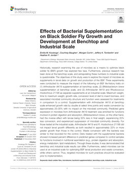 Effects of Bacterial Supplementation on Black Soldier Fly Growth and Development at Benchtop and Industrial Scale