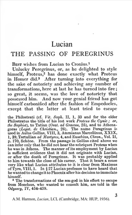 Lucian the PASSING of PEREGRINUS
