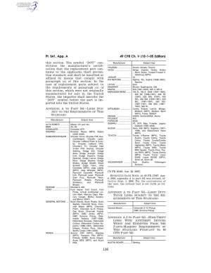 49 CFR Ch. V (10–1–05 Edition) Pt. 541, App. A