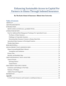 Enhancing Sustainable Access to Capital for Farmers in Ghana Through Indexed Insurance