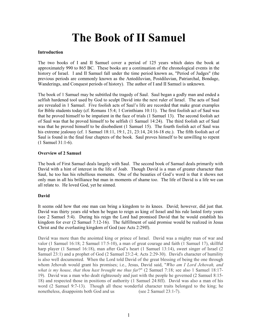 The Book of II Samuel