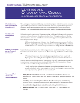 Learning and Organizational Change UNDERGRADUATE PROGRAM DESCRIPTION