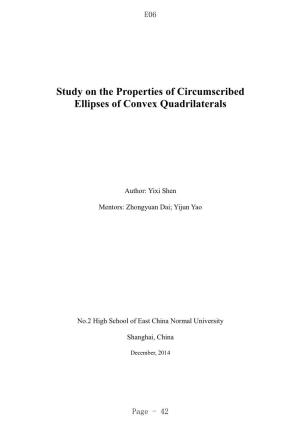 Study on the Properties of Circumscribed Ellipses of Convex Quadrilaterals