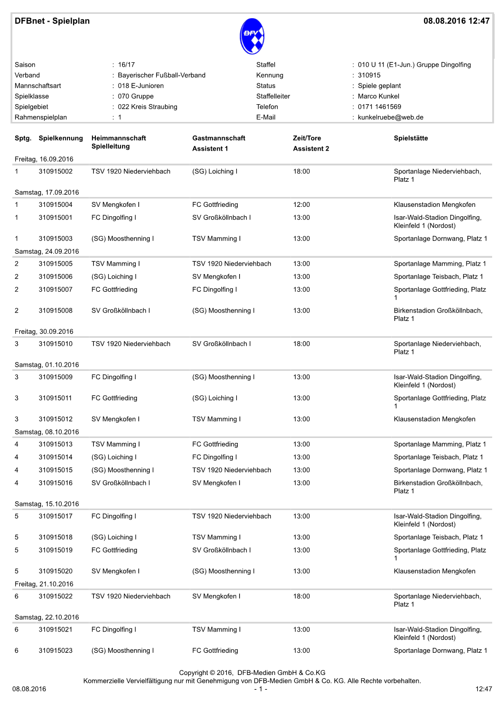 Dfbnet - Spielplan 08.08.2016 12:47