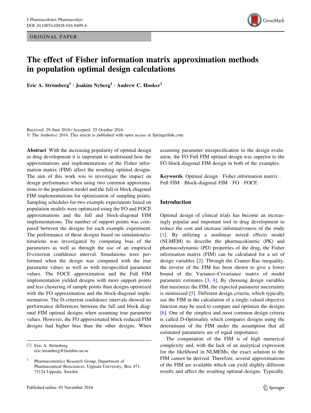 The Effect of Fisher Information Matrix Approximation Methods in Population Optimal Design Calculations